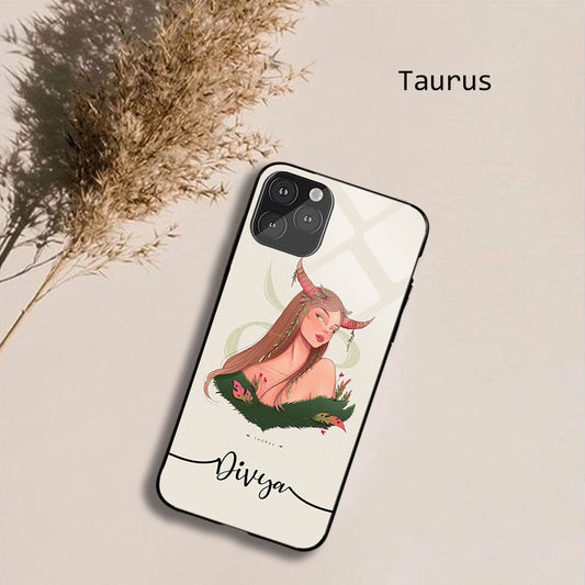 Taurus Zodiac Sign Name Custom Glossy Metal Bumper Case