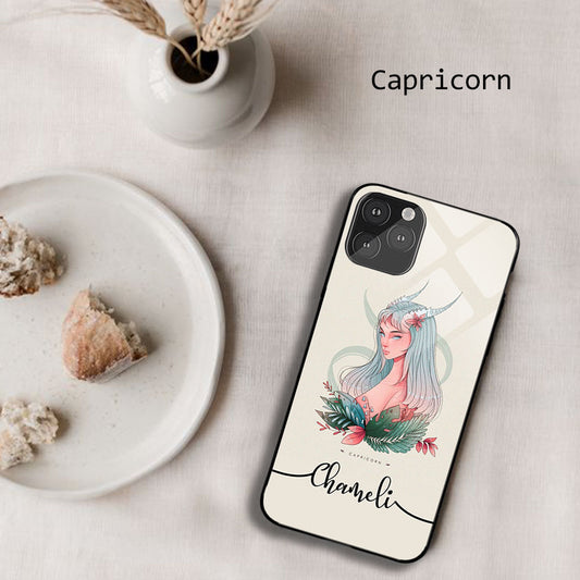 Capricon Zodiac Sign Name Custom Glossy Metal Bumper Case