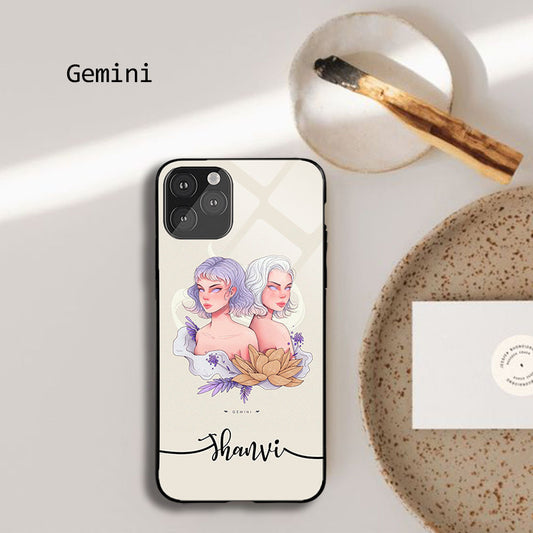 Gemini Zodiac Sign Name Custom Glossy Metal Bumper Case