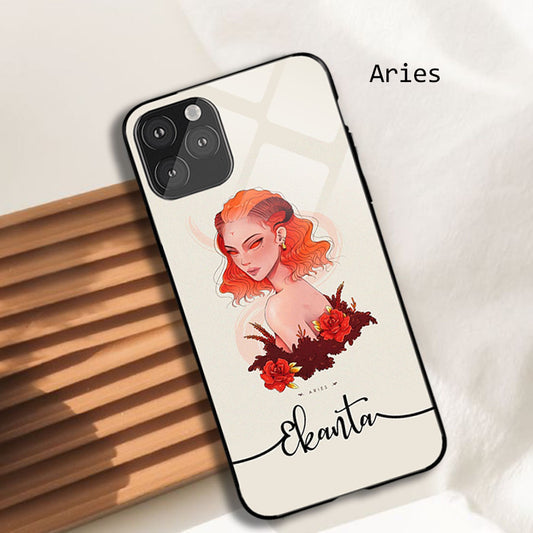 Aries Zodiac Sign Name Custom Glossy Metal Bumper Case
