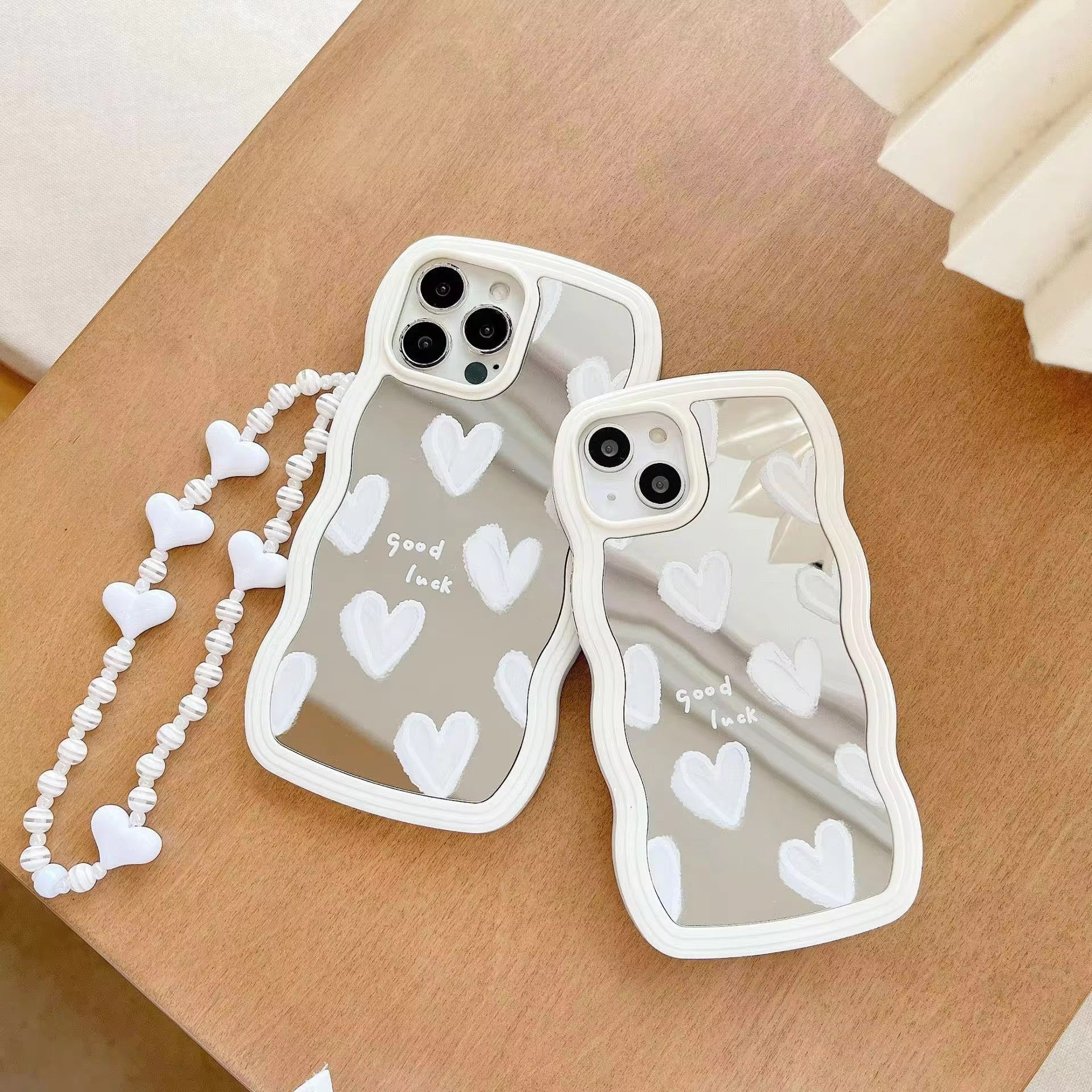 Wavy White Heart Mirror iPhone Case – ATCASA