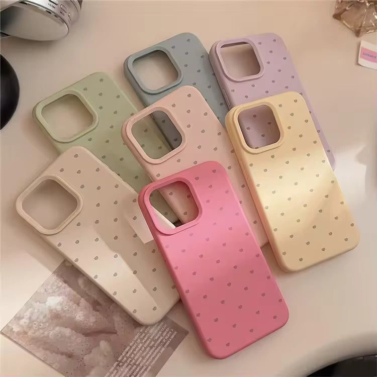 Korean Style Heart Liquid Silicone Rubber iPhone Soft Case