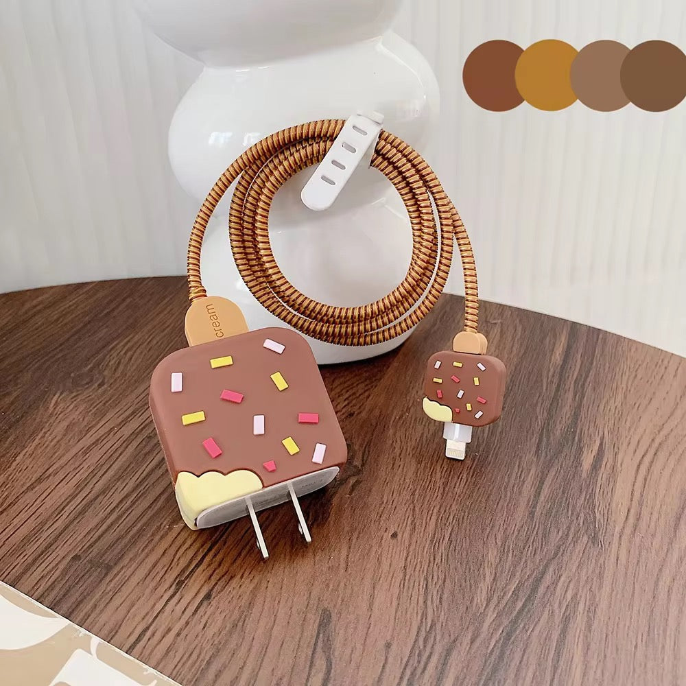 Ice Cream Rubber Adapter Charger Cable Wire Protector Set