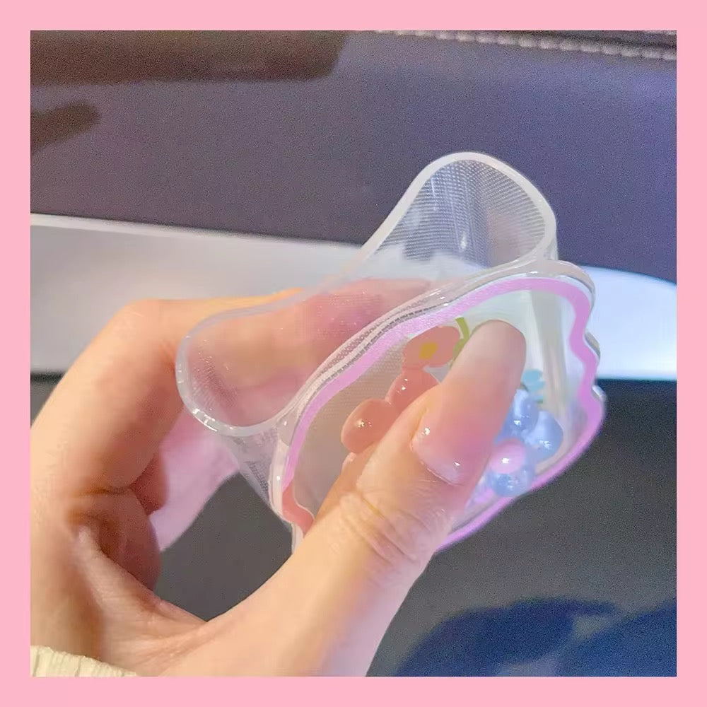 3D Colorful Floral iPhone Transparent Adapter Charger Cable Wire Protector Set