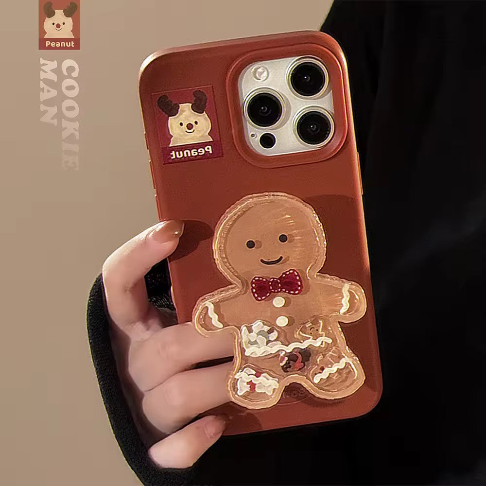 Cookie Man Gingerbread Liquid Phone Holder Christmas iPhone Rubber Silicone Case