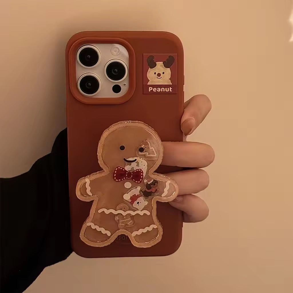 Cookie Man Gingerbread Liquid Phone Holder Christmas iPhone Rubber Silicone Case