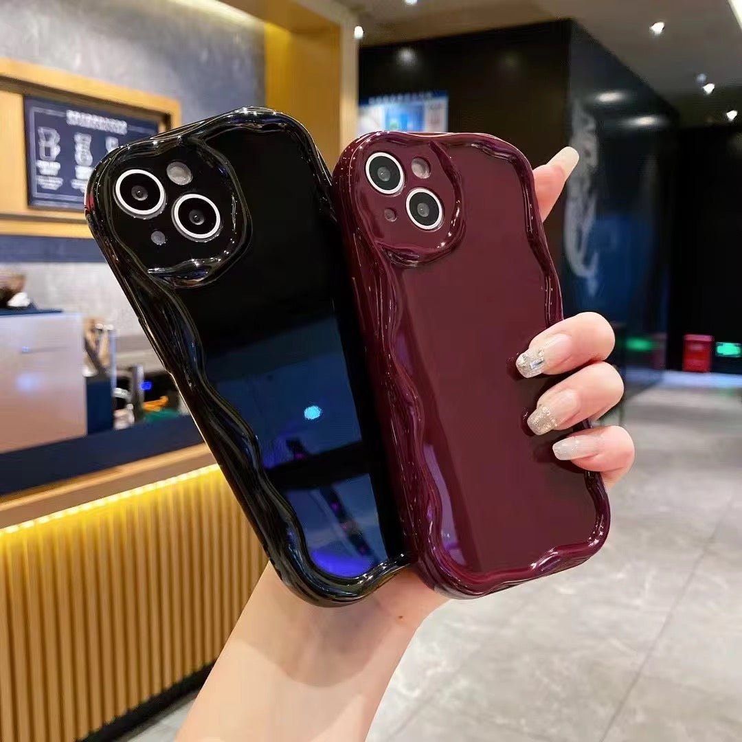 Maroon Black Wavy Edge Glossy iPhone Bumper Soft Silicone Case