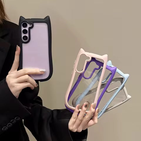Samsung Cat Ear Cute Bumper Pre-Order Transparent Clear Case ATCASA Samsung Cat Ear Cute Bumper Pre-Order Transparent Clear Case ATCASA