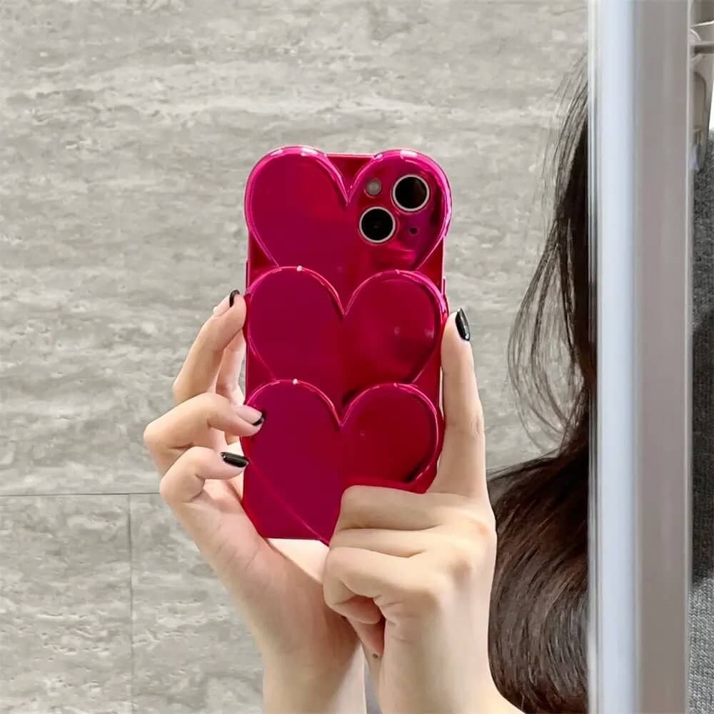 Heart Hot Pink 3D Glossy Soft Case