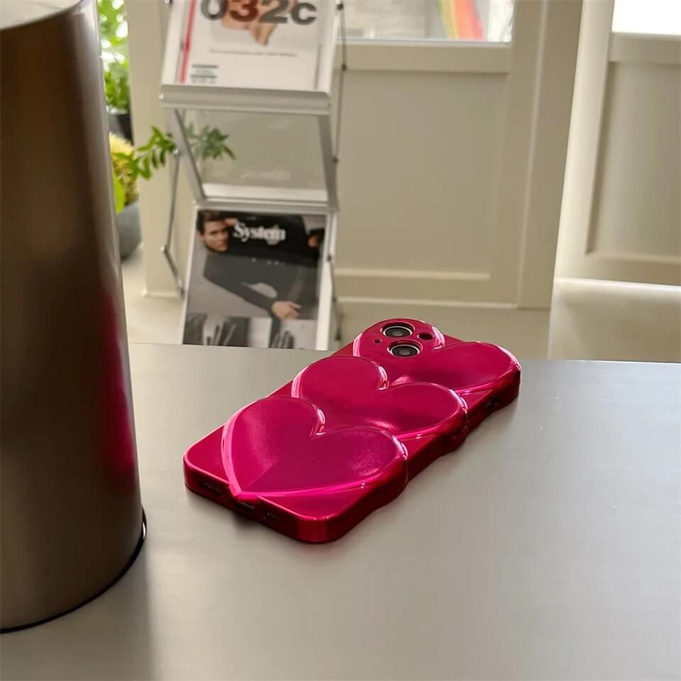 Heart Hot Pink 3D Glossy Soft Case
