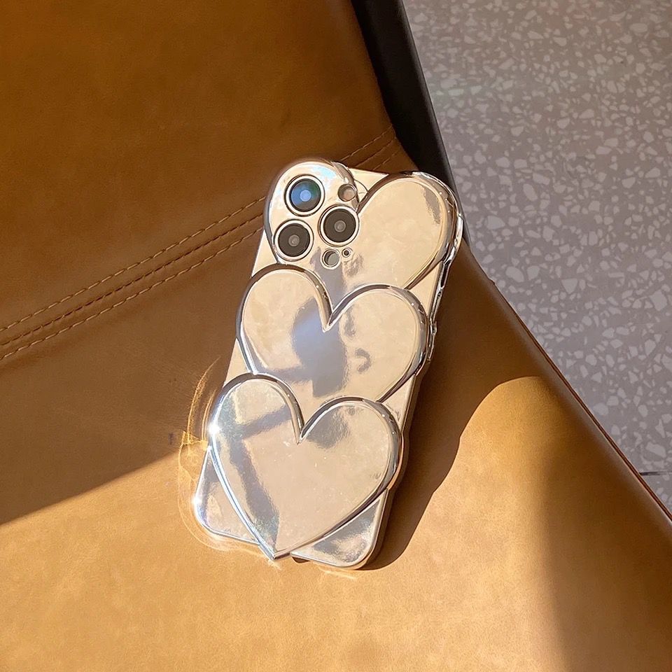 Heart Silver 3D Glossy Soft Case