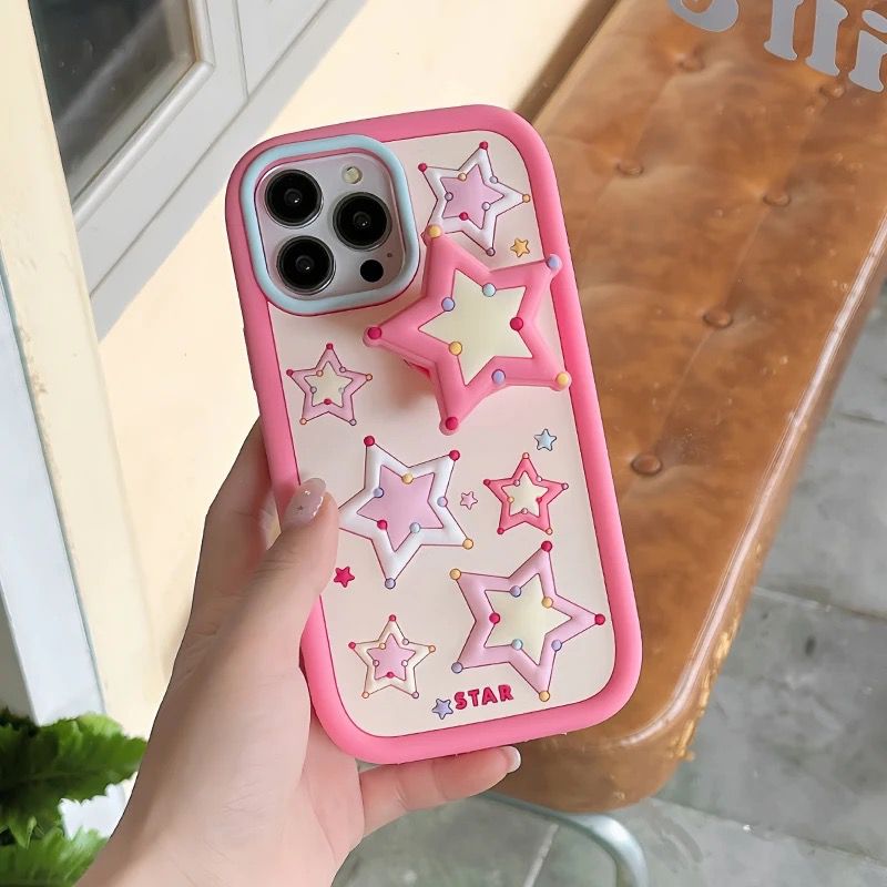 Star Holder Stand Rubber Silicone Case For iPhone 13 & iPhone 14