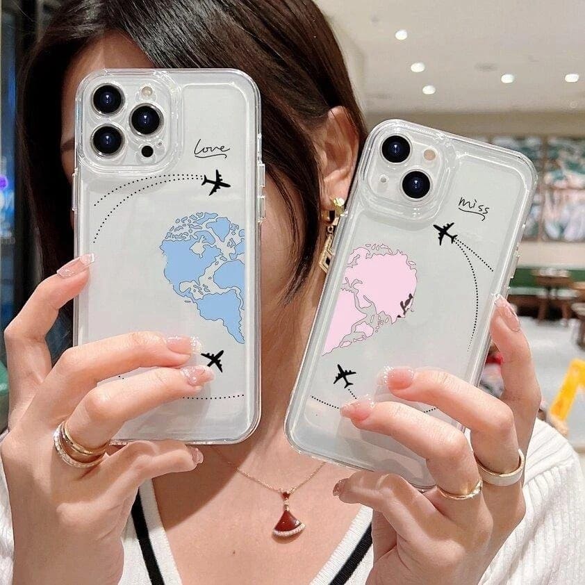 Cute Travel Couple Heart Love Map Custom  Slim Soft Case