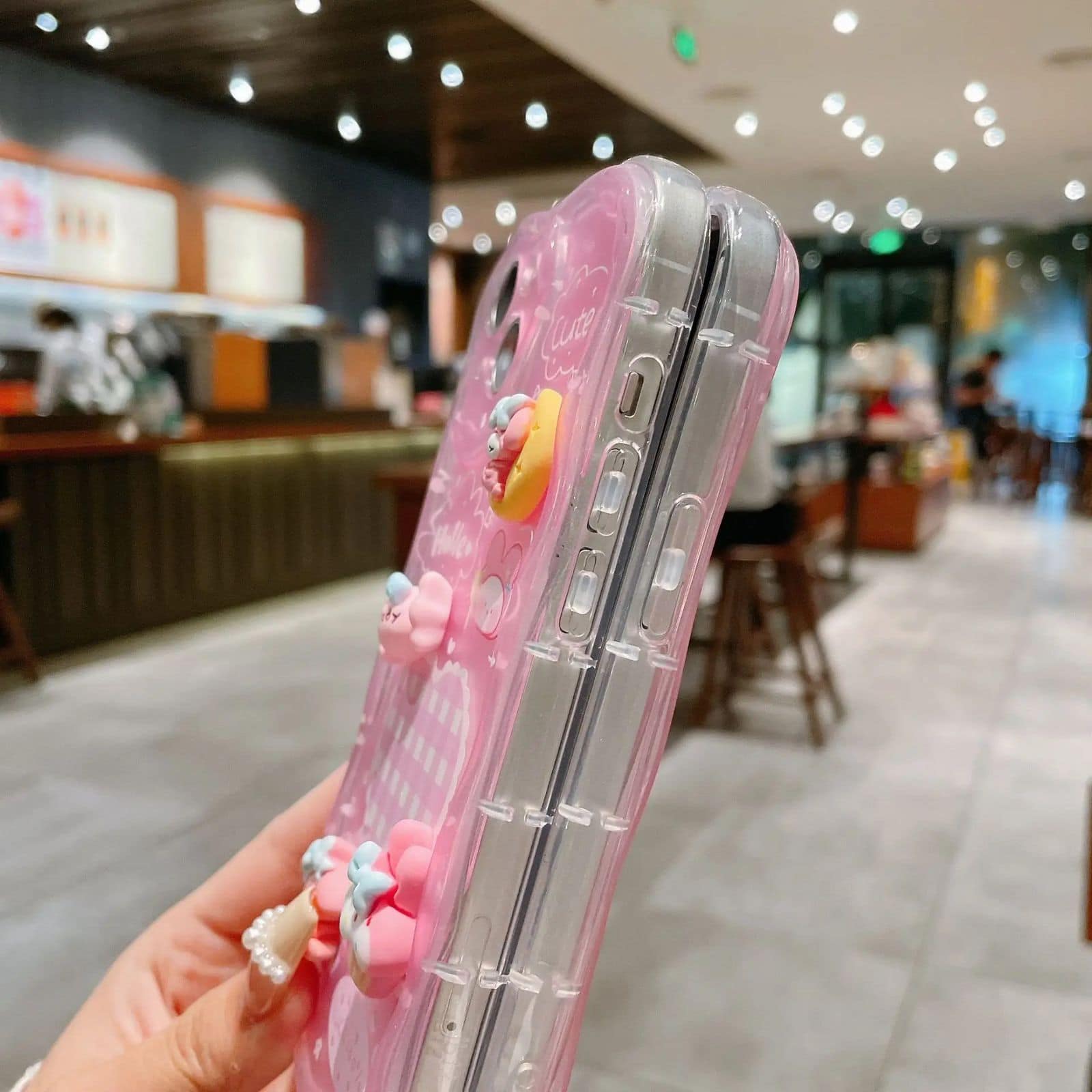 3D Cute Pink Case Wave Cartoon Melody Lanyard iPhone Soft Case