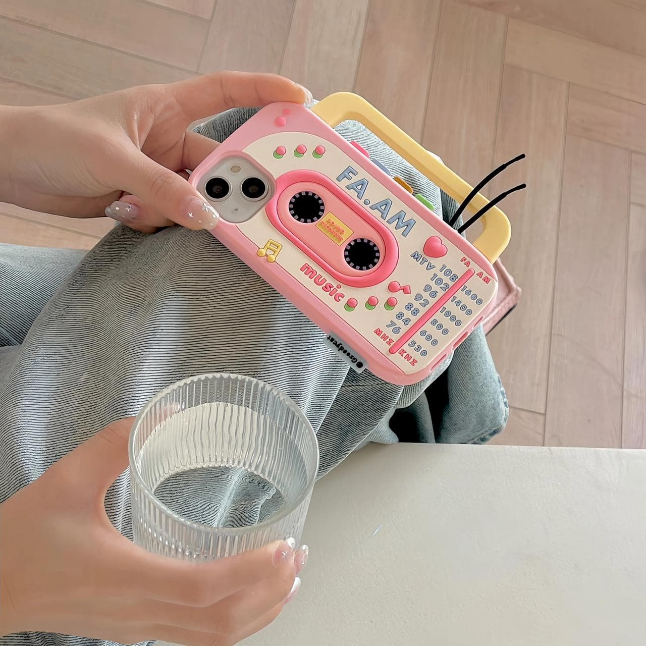 Retro Radio Cute Pink Rubber iPhone Silicone Case