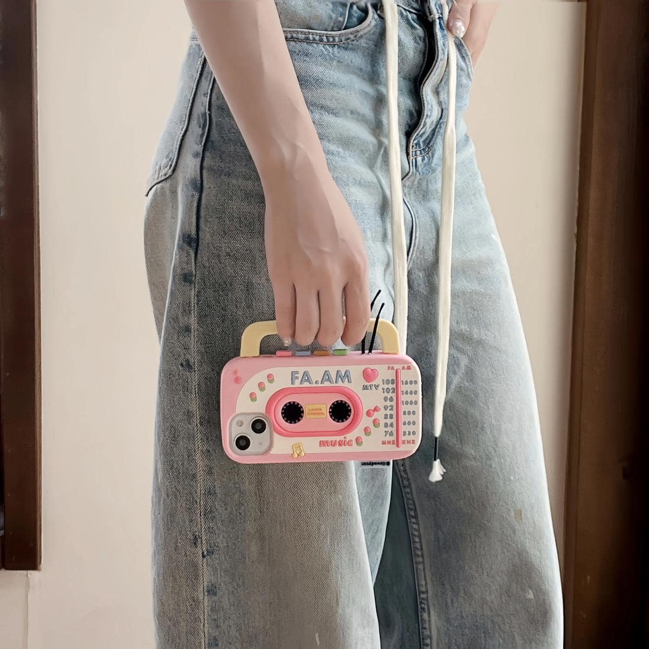 Retro Radio Cute Pink Rubber iPhone Silicone Case