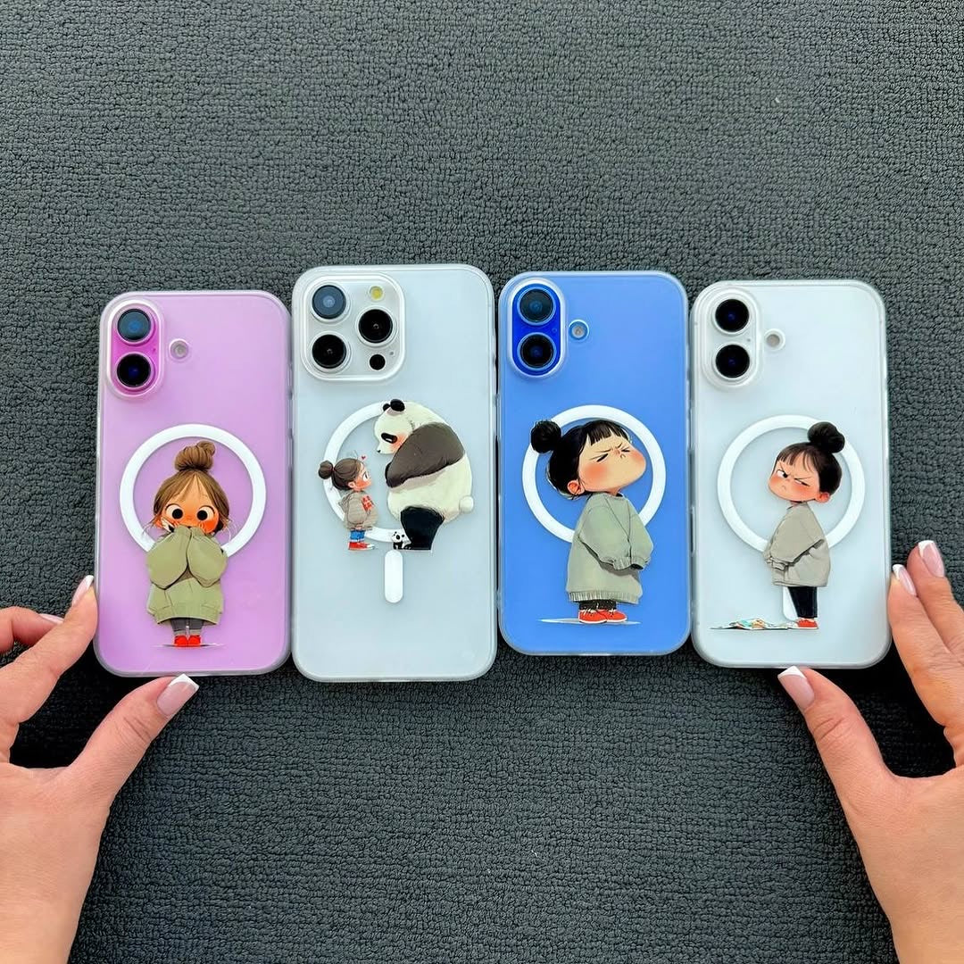 Portraits Panda Love Custom Magsafe Clear Transparent Hybrid Silicone Slim Case