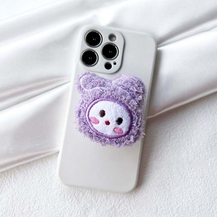 Fabric Fur Plush Purple 3D Gripper Phone Holder Bracket