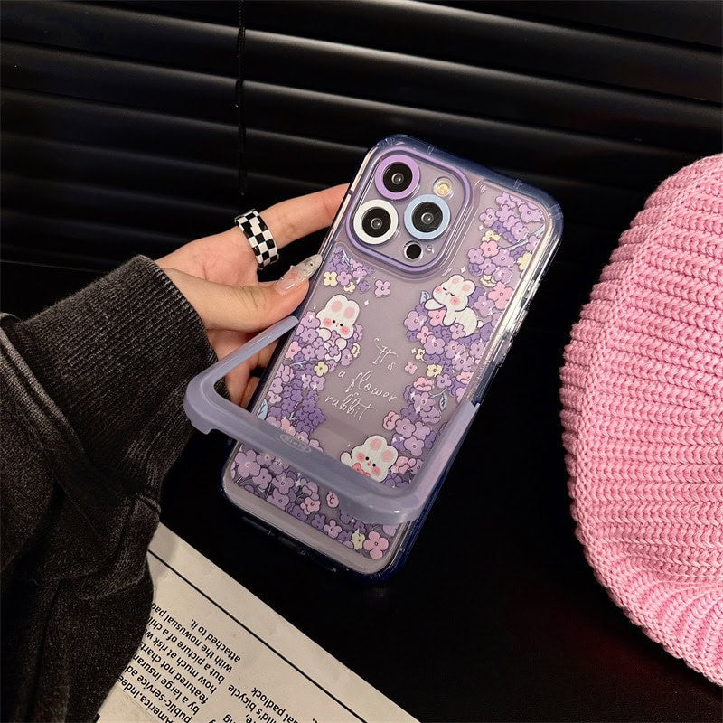 Rabbit Purple Holder Stand Semi-Transparent iPhone Case