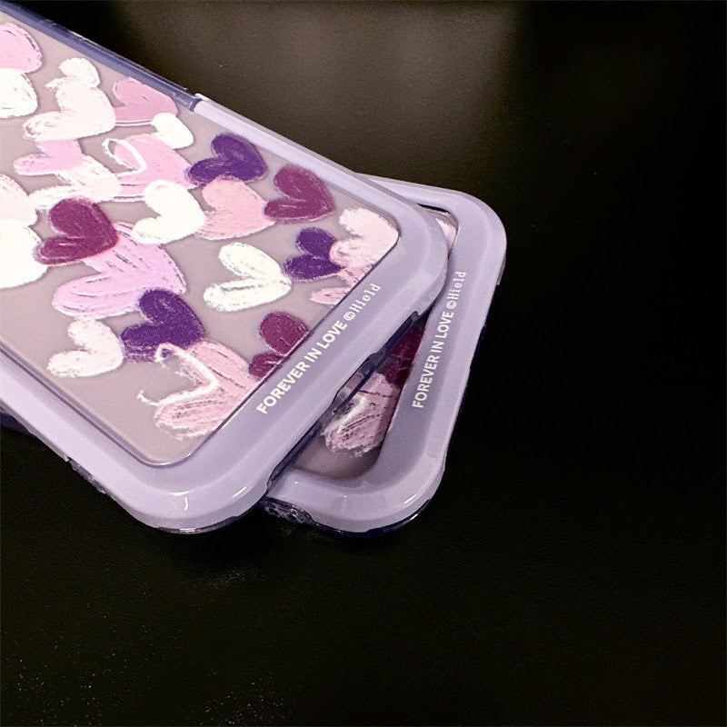 Hearts Purple Holder Stand Semi-Transparent iPhone Case