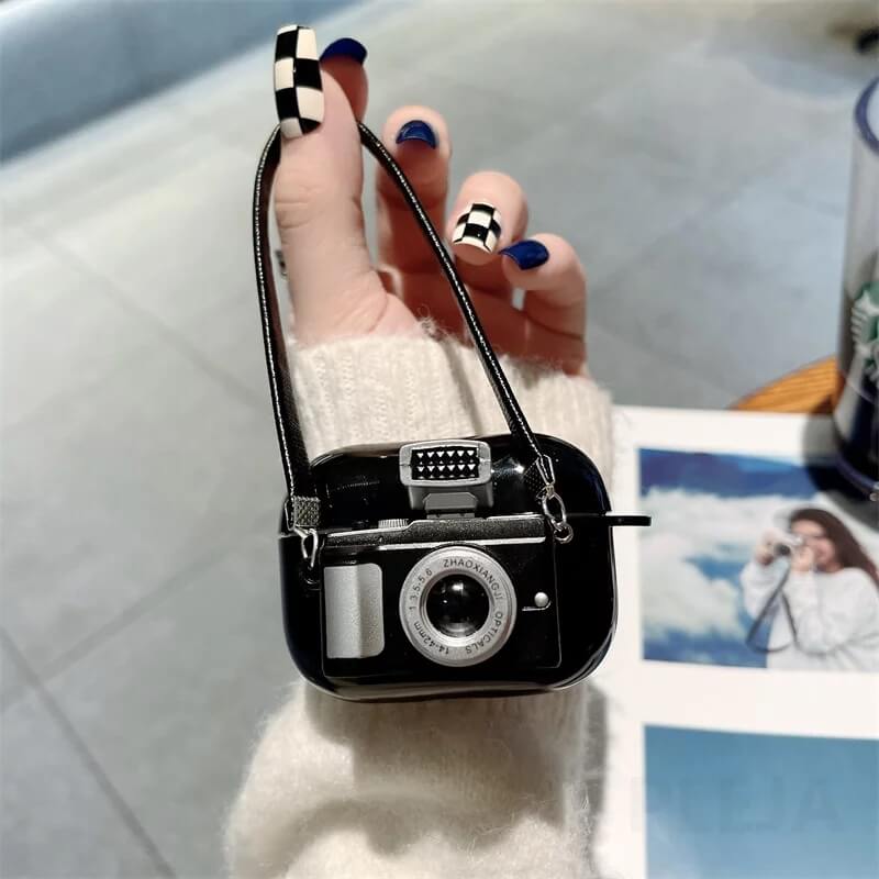 3D Emily In Paris Retro Camera Light Flash Airpod Cases