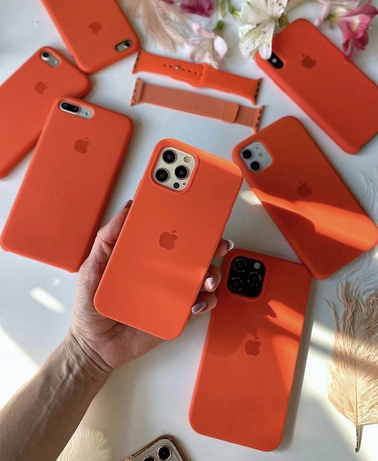 iPhone Liquid Silicone Logo Case (Tangerine Orange)