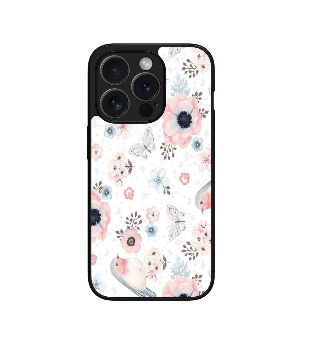 Pink Flower Butterfly  Custom Glossy Metal Bumper Case