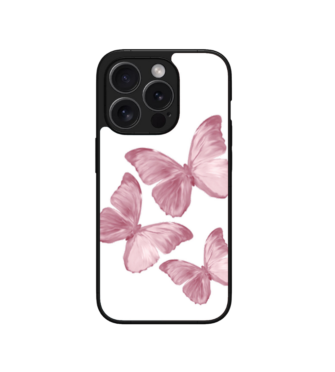 Pink Butterfly Custom Glossy Metal Bumper Case