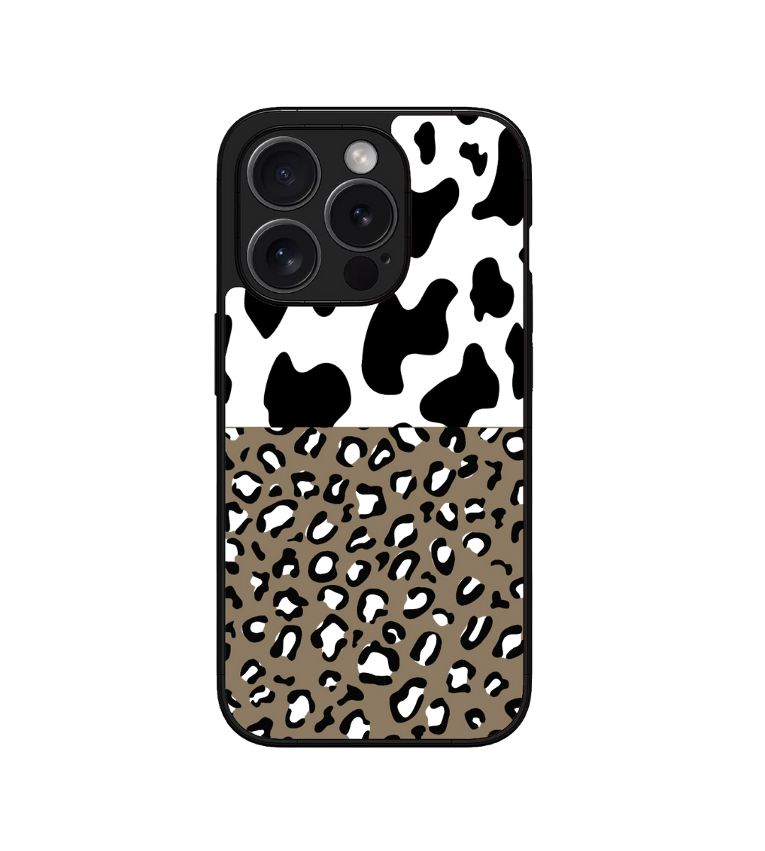 Black / White Leopard Custom Glossy Metal Bumper Case