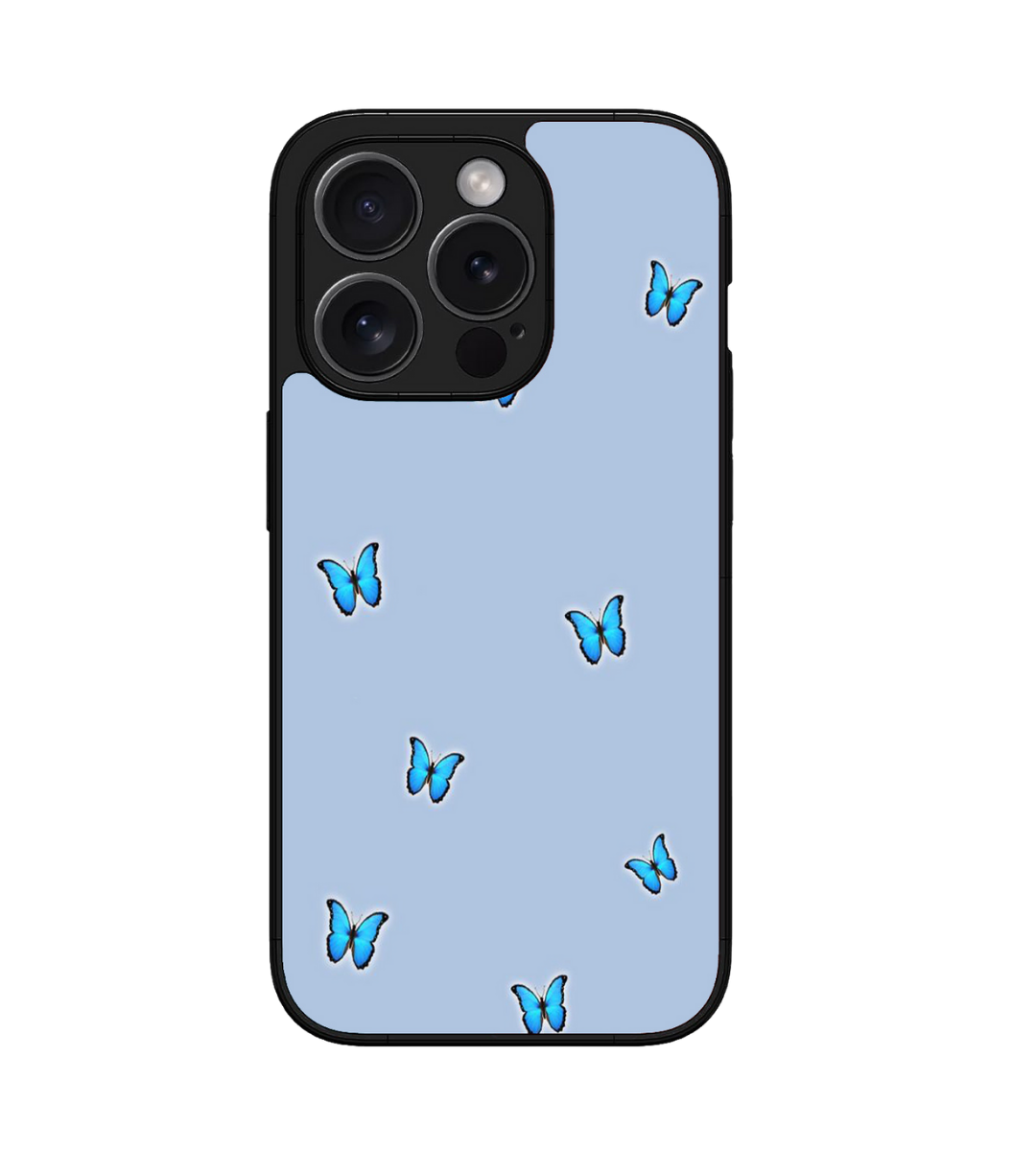Cute Blue Butterfly Custom Glossy Metal Bumper Case