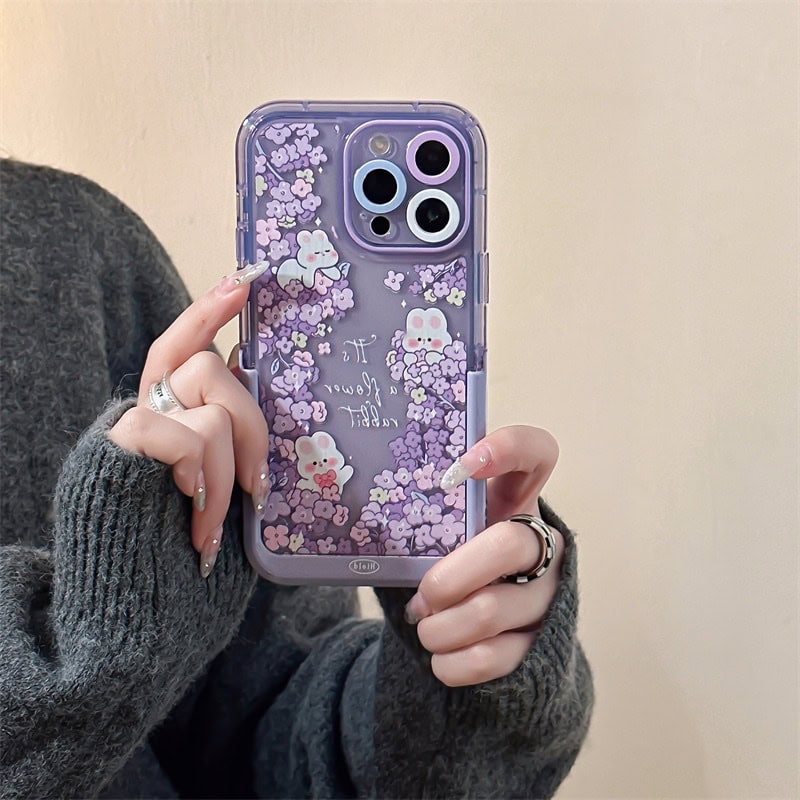 Rabbit Purple Holder Stand Semi-Transparent iPhone Case