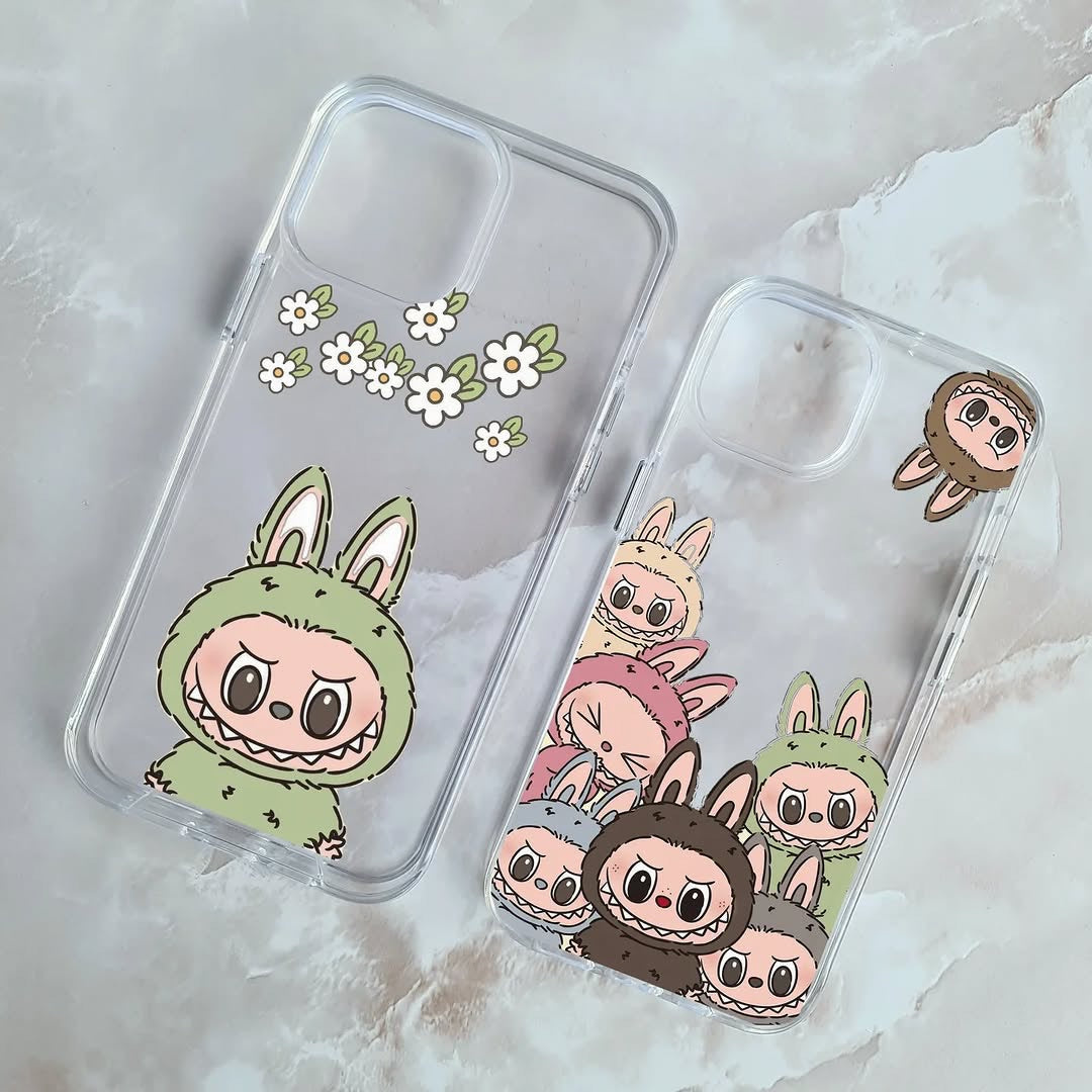 Labubu Custom Clear Transparent iPhone Hybrid Silicone Slim Case