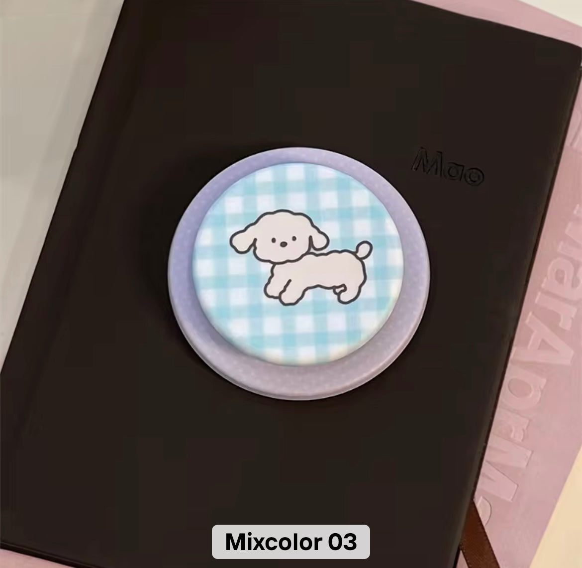 Plaid Puppy Pet Dog Korean Magnetic Magsafe Pre-Order Gripper Phone Holder Bracket