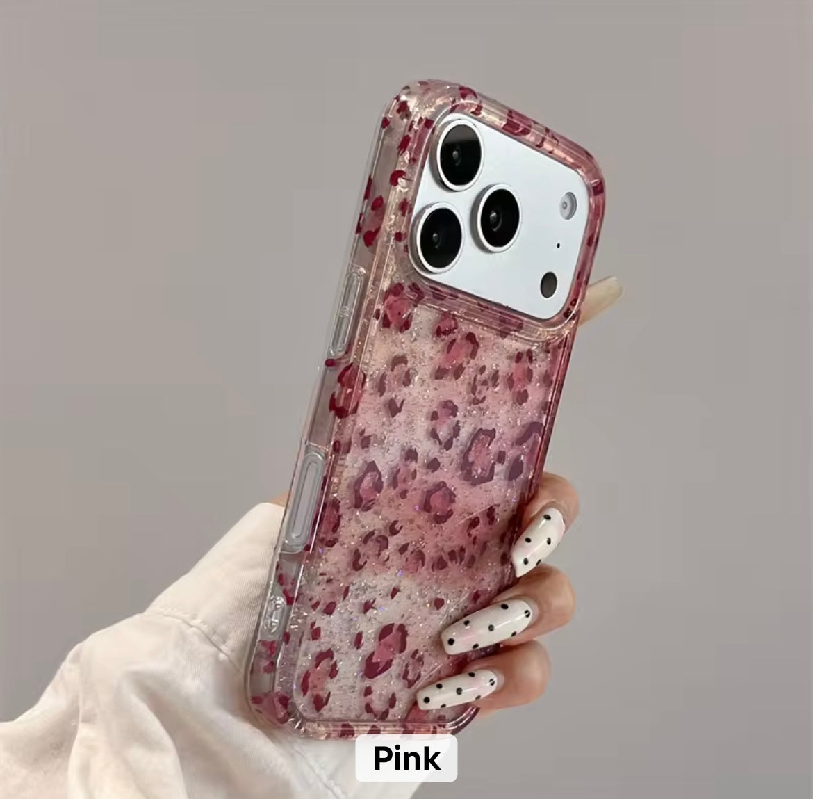 New Elegant Pink Purple Leopard Glitter Shockproof iPhone Case