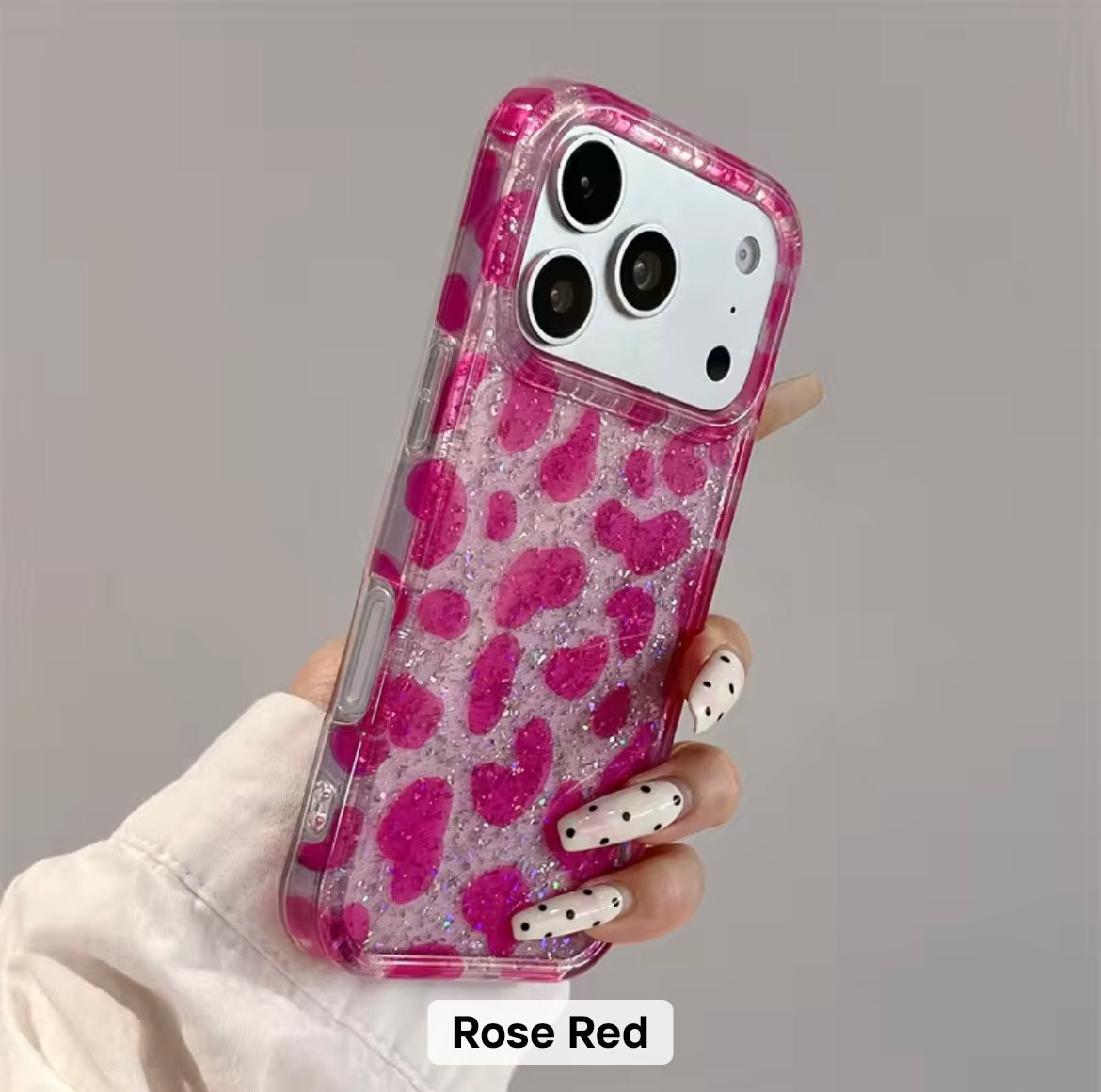 New Elegant Pink Purple Leopard Glitter Shockproof iPhone Case