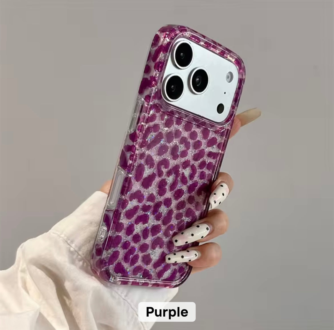 New Elegant Pink Purple Leopard Glitter Shockproof iPhone Case