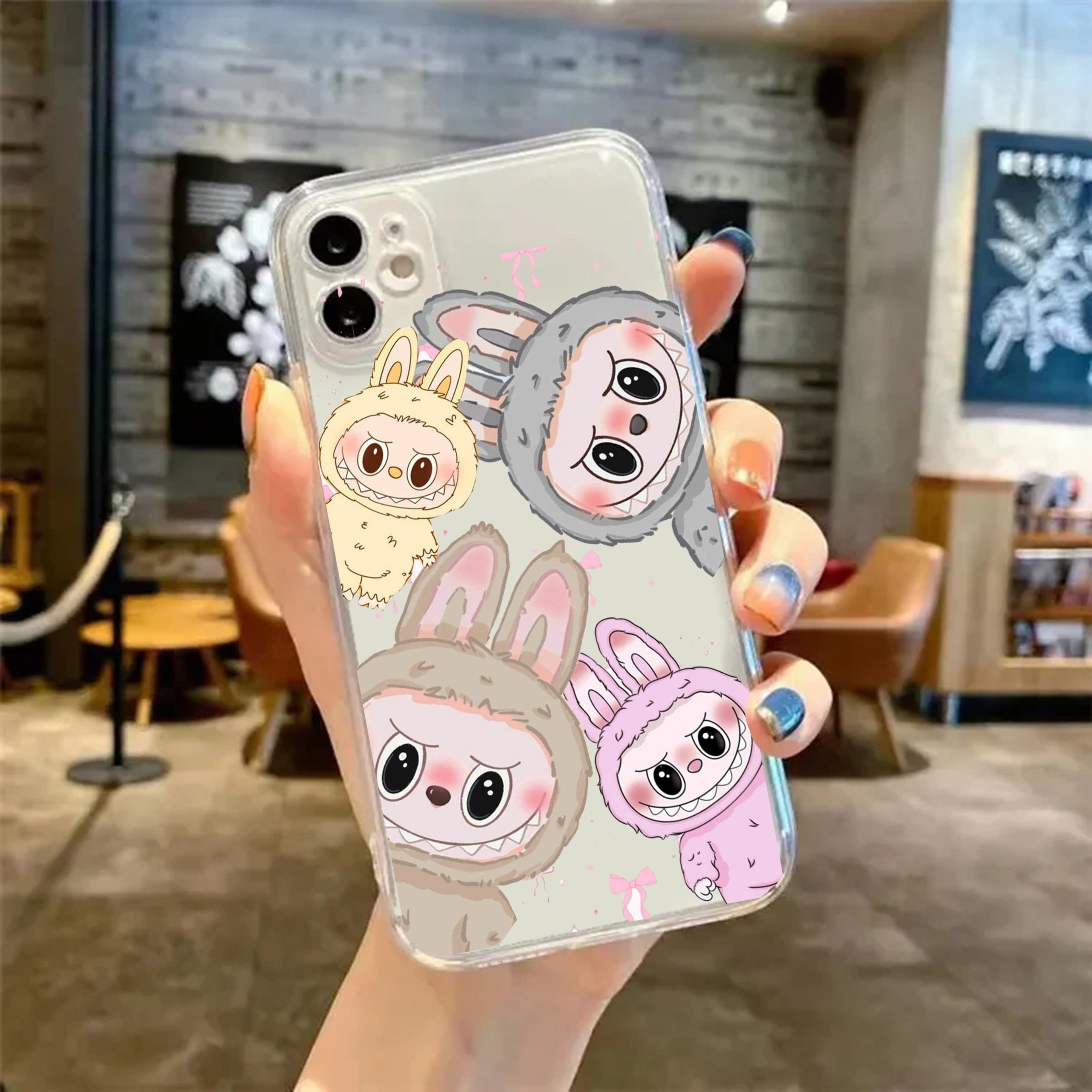 Labubu Trendy Name Initial Transparent Custom Slim Soft Cases