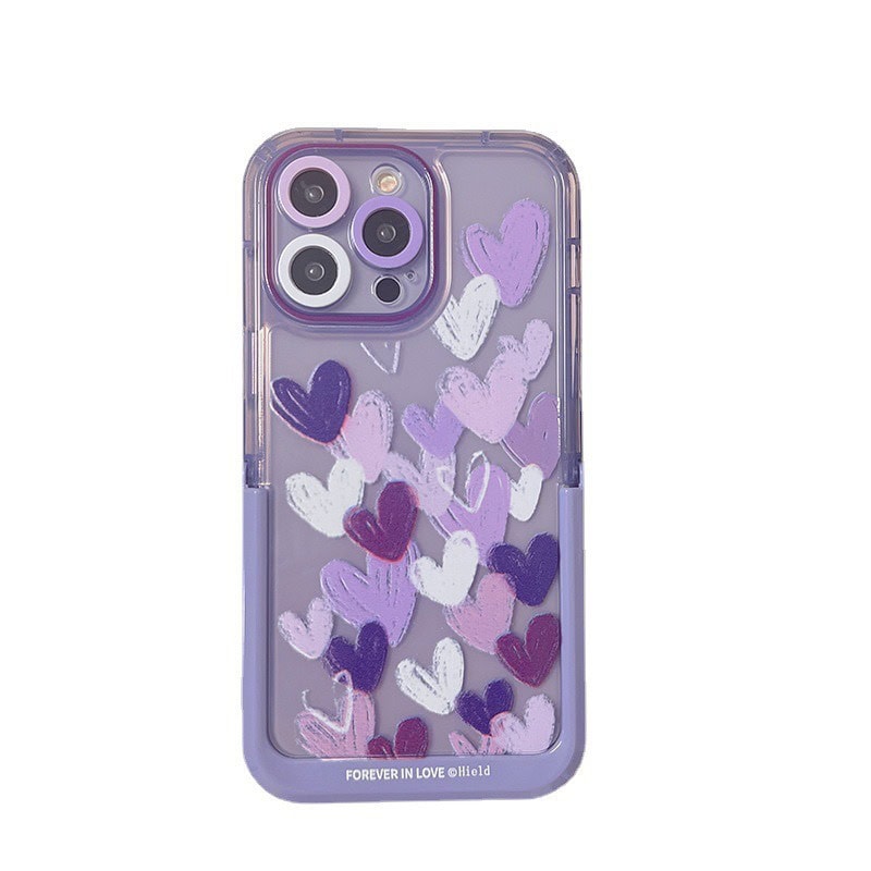 Hearts Purple Holder Stand Semi-Transparent iPhone Case