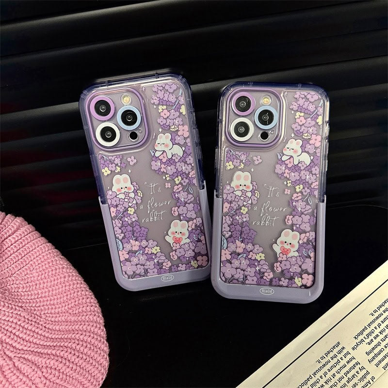 Rabbit Purple Holder Stand Semi-Transparent iPhone Case