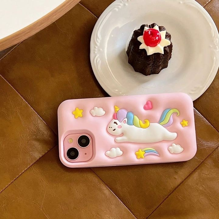 Unicorn Cute Pink Rubber iPhone Silicone Case