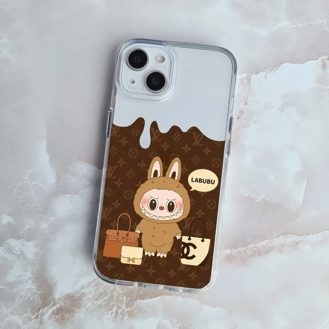 Labubu Custom Clear Transparent iPhone Hybrid Silicone Slim Case