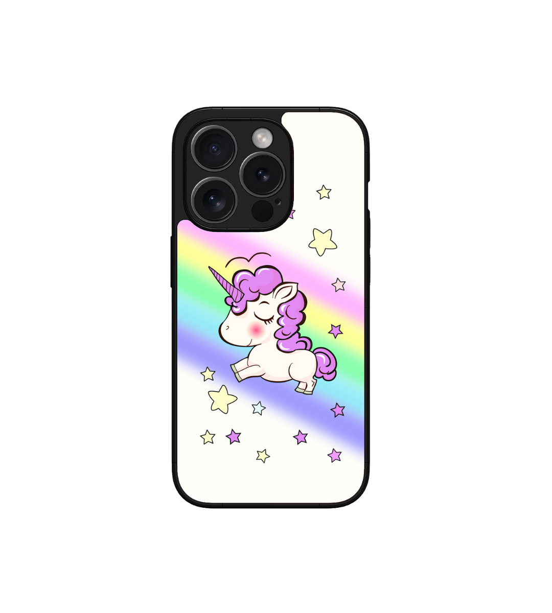 Cute Rainbow Star Unicorn Custom Glossy Metal Bumper Case
