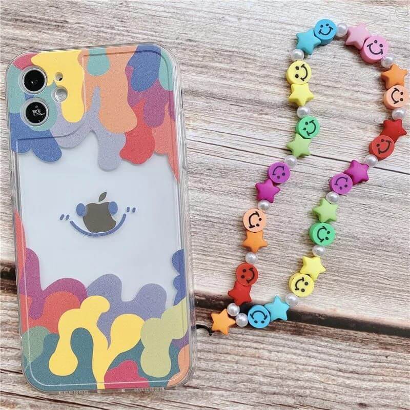 Rainbow Smiley Charms Hanging Custom Slim Soft Case