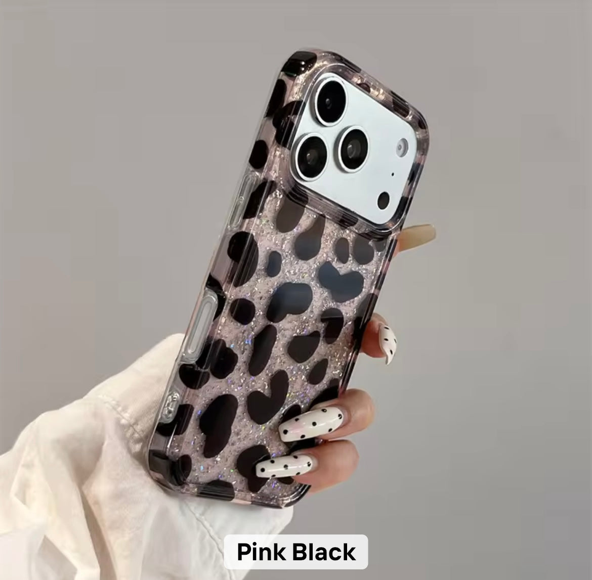 New Elegant Pink Purple Leopard Glitter Shockproof iPhone Case