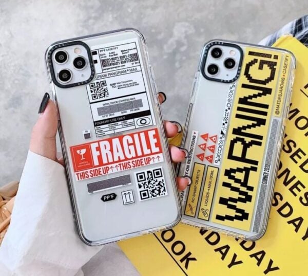 Warning Fragile Impact Soft Case For iPhone 11 12 12Pro 12ProMax XR