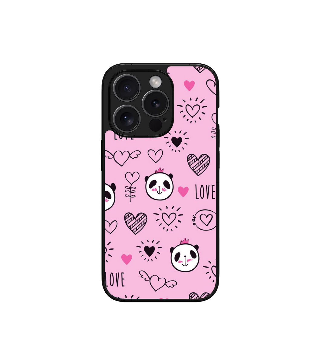 Cute Heart With Panda Custom Glossy Metal Bumper Case
