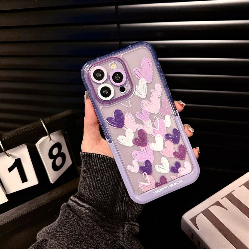 Hearts Purple Holder Stand Semi-Transparent iPhone Case