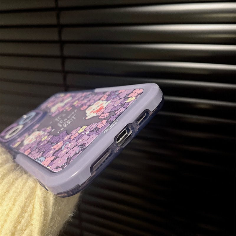 Rabbit Purple Holder Stand Semi-Transparent iPhone Case