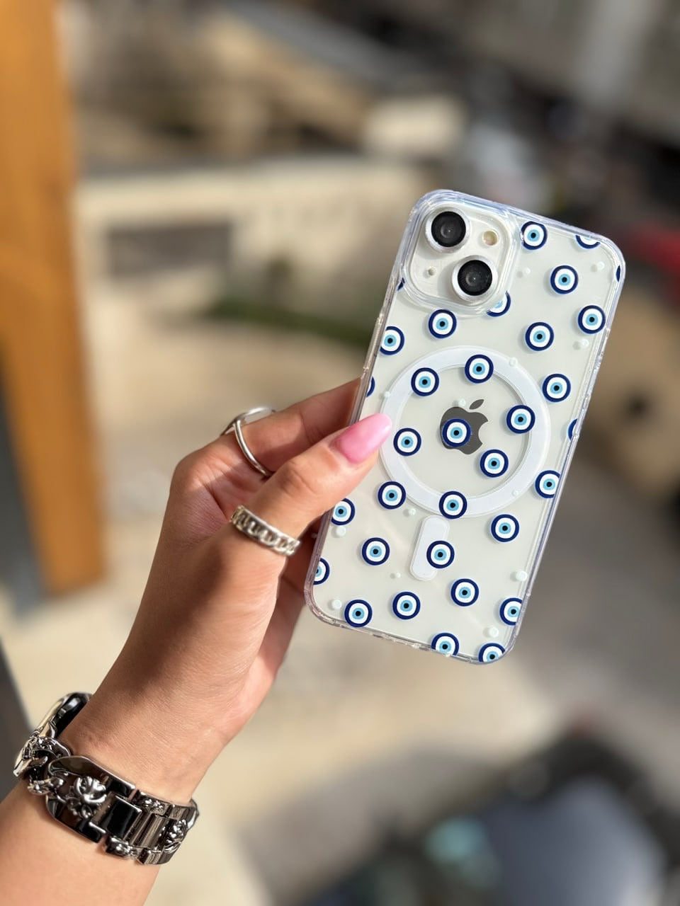 Evil Eye Custom Magsafe Clear Transparent Hybrid Silicone Slim Case