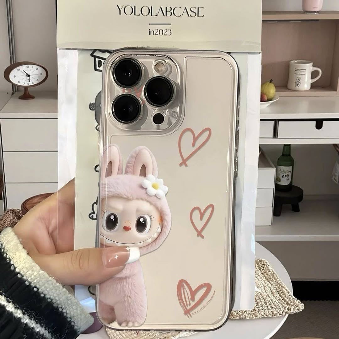 Labubu Pink Brown Bow Shake Transparent Custom Slim Soft Cases